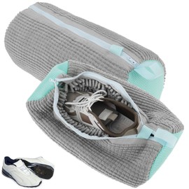 2 x Shoes Wash Bag Trainers, Shoes for Washing Machine, 39 x 19 cm, Shoe Wash Bag, Reusable Wash Bag, with Zip Shoes Laundry Bag, Mesh Shoes, Laundry Bag for Trainers (Grey)