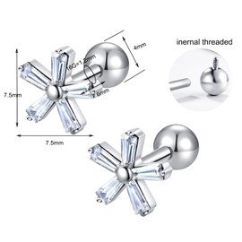 KaseStyle G23 Implant Grade Titanium Screw Back Sleeper Earrings Studs Conch Lobe Jewelry 16G Helix F136 Piercing Post for Sensitive Ears Cartilage