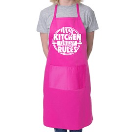 Print4U My Kitchen My Rules Funny Apron Novelty Cooking Baking BBQ Pink