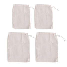 Pack of 4 Cotton Gauze Bags with Drawstring, Reusable Cloth Bags, Food Filter Bags, Cooking Accessories, Tea Bags, Spice Bags
