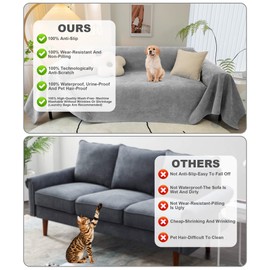 Beacon Pet Sofa Cover for 3 Seat Dog Couch Cover - Waterproof Love Seat Couch Covers L Shape Sofa Slipcover (Light Grey, 71" X118")