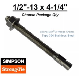 Simpson Strong-Tie 1/2"-13 x 4-1/4" Stainless Strong Bolt 2 II Concrete Wedge Anchor  STB2-504144SS - 25