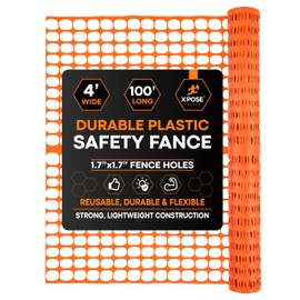 Plastic Mesh Safety Fence – Heavy Duty Orange Temporary Barrier Netting, 4' x 100' Roll, Reusable Fence for Garden, Snow, Construction, Animal Control, Deer, Dogs