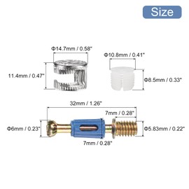 uxcell 24 Sets Cam Locks for Furniture, 32mm Cam Lock Nut and Screw, 3 in 1 Furniture Connecting Fasteners with Dowel Eccentric Wheels Pre-Inserted Nuts for Cabinet Bookcase, Blue
