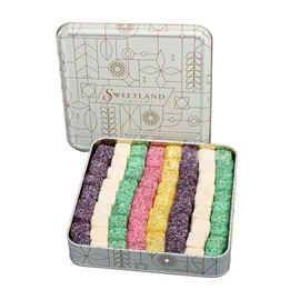 Sweetland London Coconut Turkish Delight - White & Gold Tin Gift Box | 1200g | A Tropical Mediterranean Flavour Fusion| Made in our London Bakery