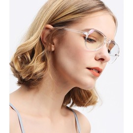 ZIMUSUN Retro Aviator Blue Light Glasses for Women Men 70s Oversized Frame Pilot Glasses Anti Eyestrain(A2 Transparent)
