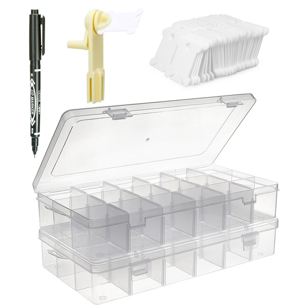 BLUE HANDCART Embroidery Floss Organizer, 2 Removable 18 Compartments Cross