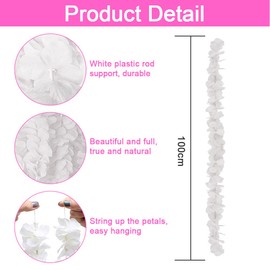XAVSWRDE 10 PCS Artificial Flowers Hanging Garlands Silk Wisteria Vines, Total 33Ft Hydrangea Flower Garlands Fake Flower Vine Ratta Decorations for Wedding Party Home Office Garden Wall Decor (White)