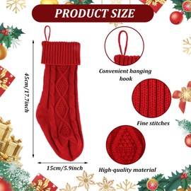 Giantree Classic Red Christmas Stockings, 18 Inch Large Knitted Christmas Socks Family Holiday Decorations for Fireplace or Party Decoration