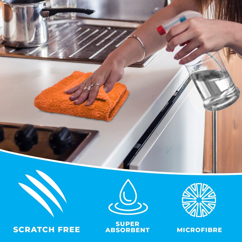 Towelogy® Professional Microfibre Cloths for Multipurpose Cleaning Edgeless for Dusting