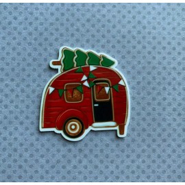 5pc Vintage Camper, Merry Christmas, Resin Planar Flatback, Cabochon, Bow Center