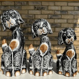 Keskin Wooden Dog Sculpture, Dog Statue, Dog Figurine, wooden sculptures decor (Black - 25 cm)