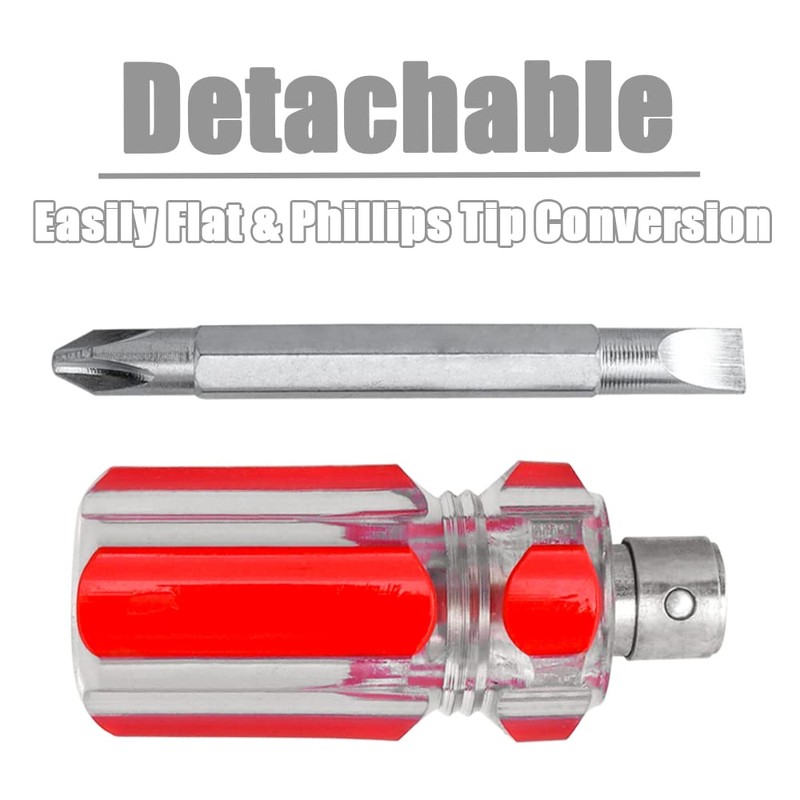 Bestgle 5 Pcs Stubby Screwdriver Set, Phillips and Flat Head