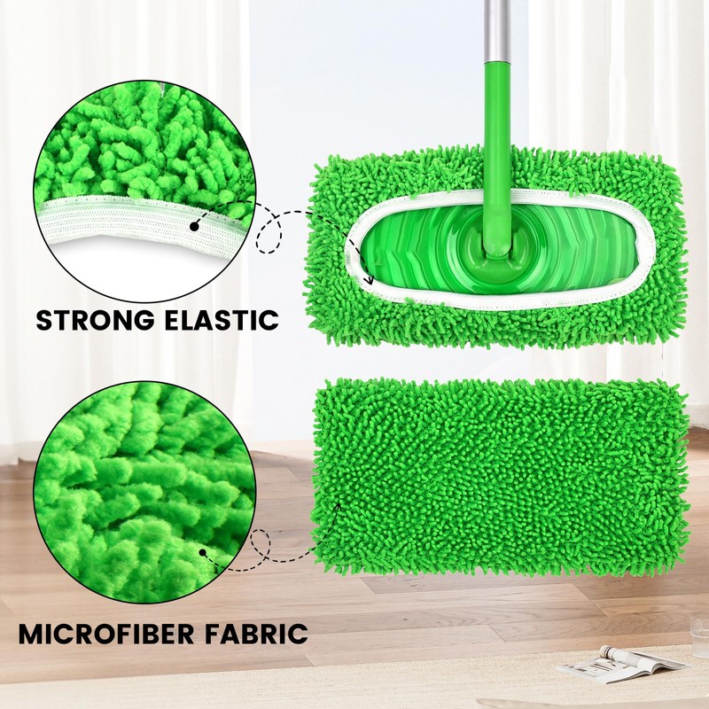 6Pcs Reusable Microfiber Mop Pads Compatible with Sweeper Mop, Replacement