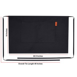 Waist Apron, Black Waiter Waitress Aprons with 2 Pockets Bistro Restaurant Gardening Half Apron for Men and Women (6, Black)