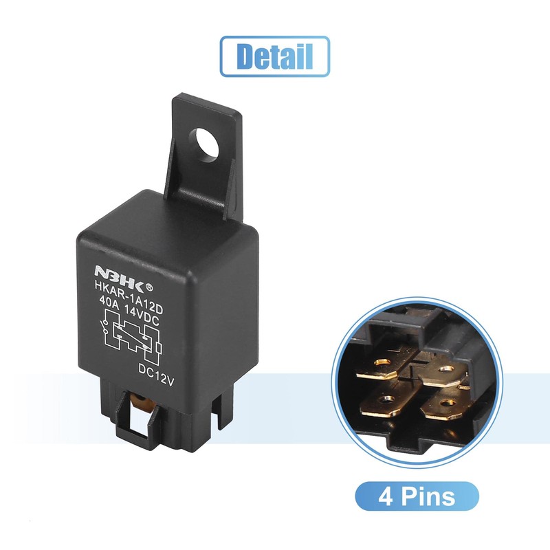 uxcell 2 Pcs Z1507091/4 4 Pin DC 12V 40A Universal