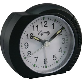 Equity 27001 Black Quartz Analog Alarm Clock with Ascending Alarm