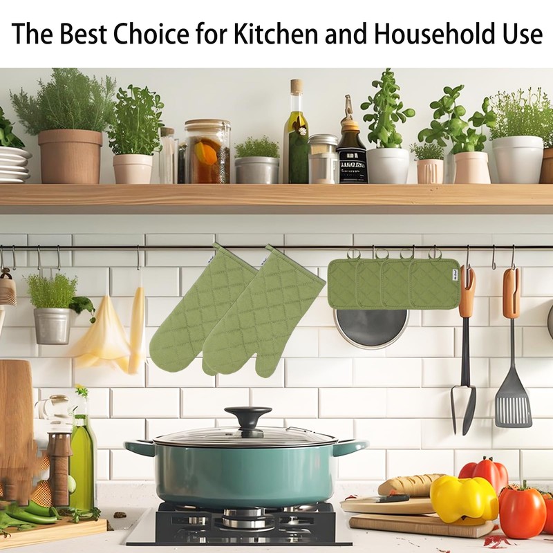 Win Change Oven Mitts and Pot Holders Sets,6 Pcs Oven