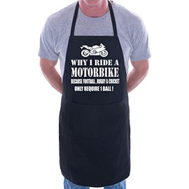 print4ucouk Why I Ride A Motorbike BBQ Cooking Funny Novelty Apron Black