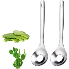 2Pcs Silver Cactus Peeler Spoon, Stainless Steel Rice Meat Dumplings Spoon Squeezing Meatball Artifact Kitchen Tools, Stainless Steel Easy Peeler Graters, Peelers and Slicers