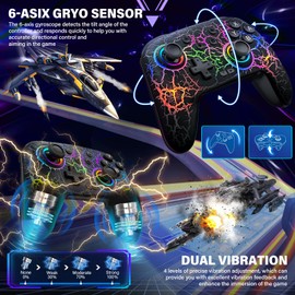 Switch Controller, Wireless Switch Pro Controller for Switch/Switch 2/Switch Lite/Switch OLED, 10 Color LED Switch Controllers, Programmable 1000mAh Switch Remote Gamepad with Wake Up, Turbo Vibration