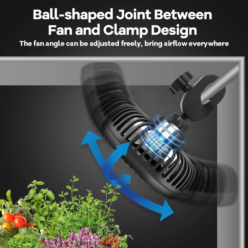 Grow Tent Fans, 5in Two Fans for All Direction Hydroponic