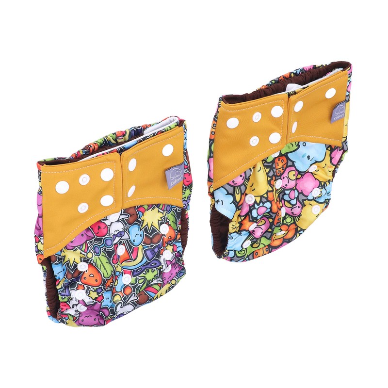 2pcs Cloth Diapers 6 Layer Structure Washable Reusable Elastic Waistband