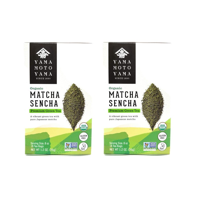 Yamamotoyama Té verde Matcha Sencha orgánico premium (paquete de 2,