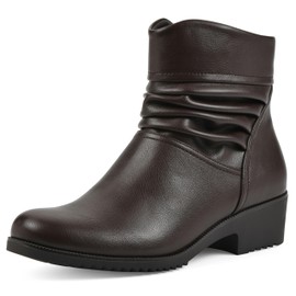 CLIFFS BY WHITE MOUNTAIN Women's Shoes Durbon Block Heeled Ankle Bootie, Dk Brown/Smooth, 9.5 M