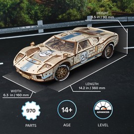 UGEARS 3D Wooden Puzzles for Adults UGT-24 Endurance Racer - DIY Model Car Kits 3D Puzzle, Mechanical Wooden Model Kits for Adults to Build, Wood Sports Car Racing Brain Teaser, Hobby Gifts
