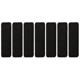 Stair Tread Treads Indoor 7 inch x 24 inch Machine Washable Skid Slip Resistant Carpet Stair Tread Treads Comfy Collection (Set of 7, Black)