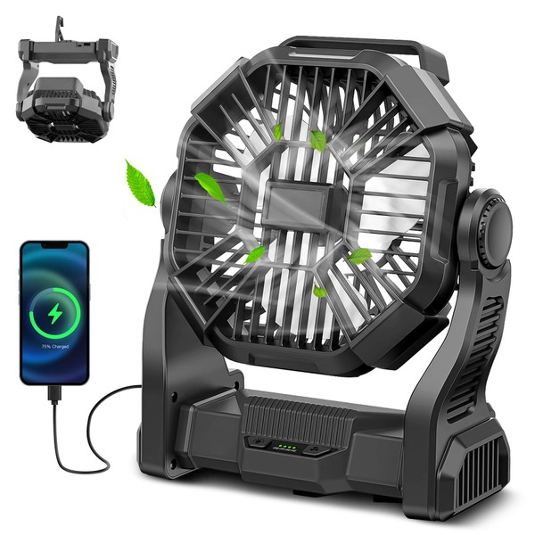 CONBOLA Portable Rechargeable Camping Fan for Tent, 10400mAh Battery Operated
