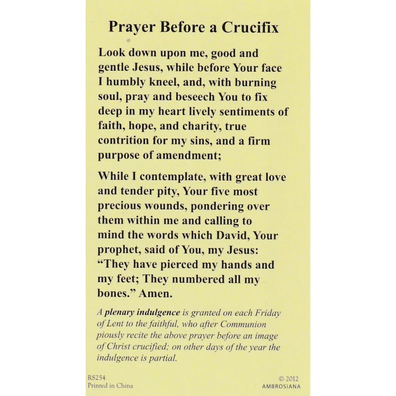+Holy Card~"Prayer Before A Crucifix" *Prayer on Back- (HC10-S1}