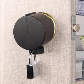 Posnaland Door Knob Lockout Device,Doorknobs Locking Cover with Padlock, Door Handle Lock Safety Covers, Prevents Turning of Door Knob and Access to Keyhole, Childproof, Black