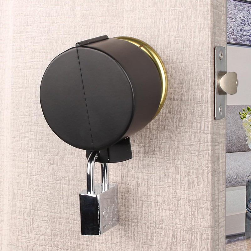 Posnaland Door Knob Lockout Device,Doorknobs Locking Cover with Padlock, Door