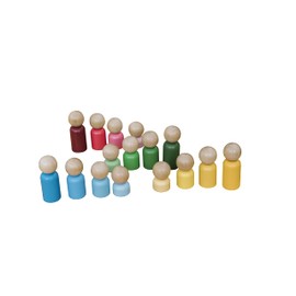 THE FRECKLED FROG Rainbow Families - Set of 16 - Wooden Peg People - 4 Colors and Sizes - Social Emotional Learning, Loose Parts Kits and Sensory Bins