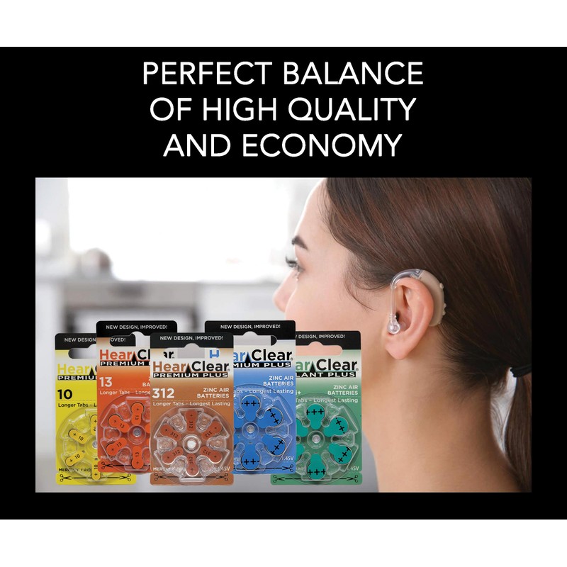 HearClear Size 13 PR48 1.45V Hearing Aid Batteries Orange Tab