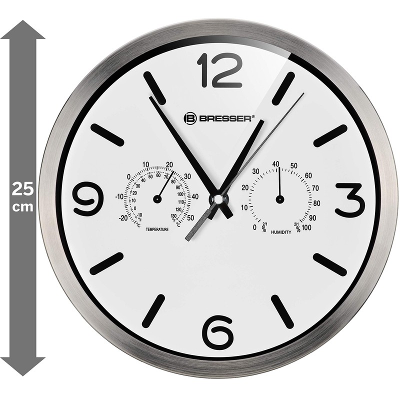Bresser MyTime ND Radio Controlled Wall Clock, Thermo-Hygro with Silent