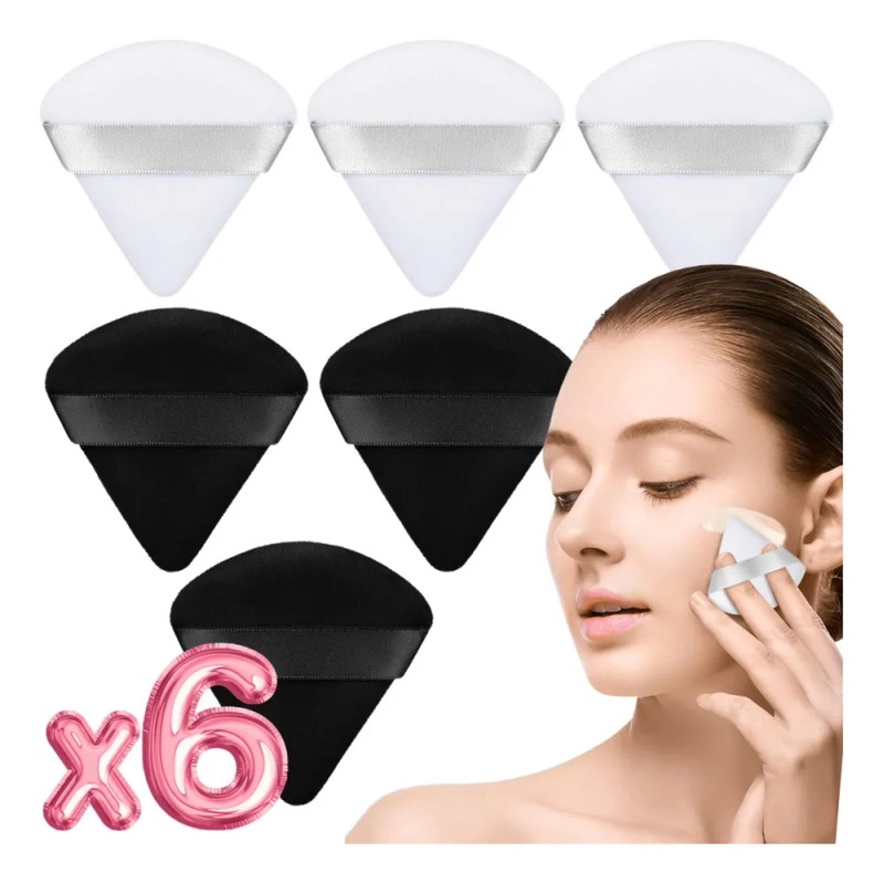 Set 6 Esponja Maquillaje Polvo Base Triángulo Cosméticos F