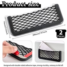 DEDC 2 Pieces ABS Plastic Frame Car Storage Net Bag Phone Car Mesh Net Holder RV Storage Boat Cargo Pocket Organizer Framed Mesh Net Pocket with Screws for Auto RV Net (8 x 3.1 Inch)