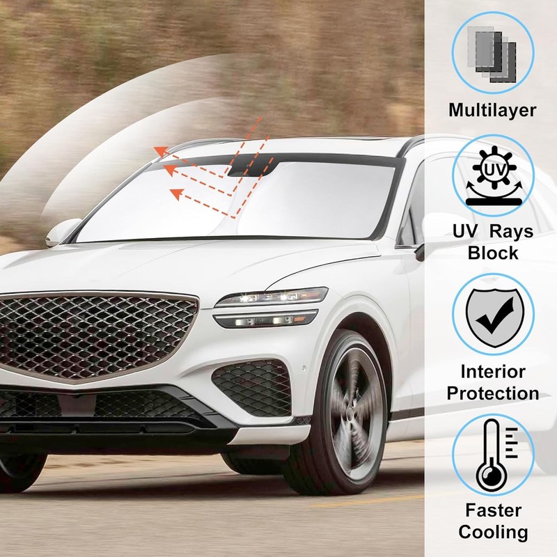 Sonnenschutz Auto Frontscheibe Innen, 145x80 cm Premium Windschutzscheiben Abdeckung mit