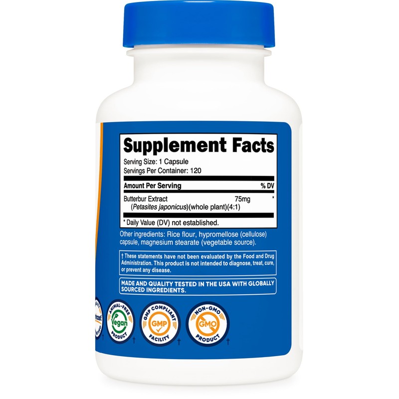 Nutricost Butterbur Extract Capsules (75mg) 120 Capsules - Gluten Free,