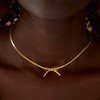 STORYJEWELLERY Gold Bow Necklace for Women, Dainty Snake Chain Choker,