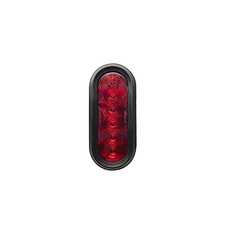 TecNiq T66-RR0T-1, 6 Inch Oval STT, Grommet Mount, Red Lens,