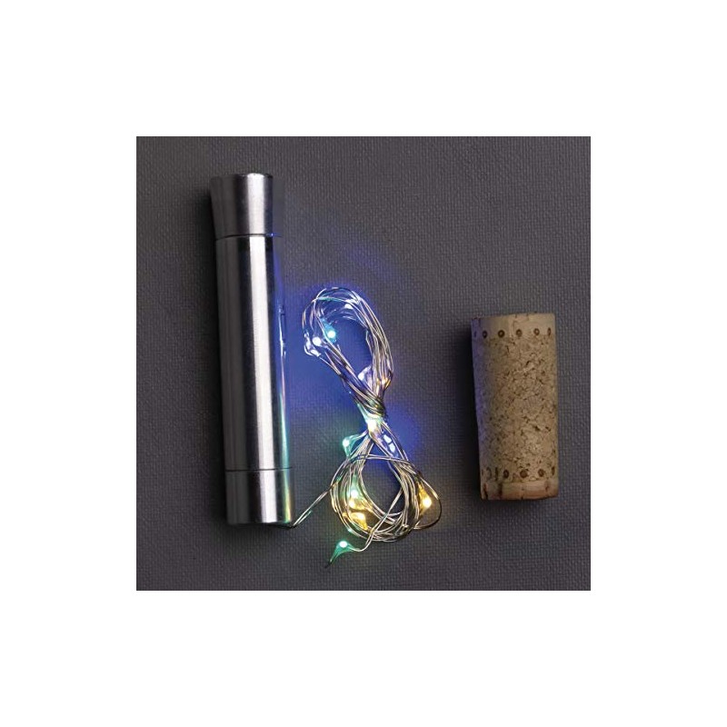 Primitives by Kathy Wine Bottle Lights, 58-Inch String, Tri-Color Blue