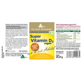 BIOTIKON® Vegan Super Vitamin D3 Dr. med. Michalzik - New Vitamin D Formula with Curcuma + Resveratrol + Quercetin - No Additives