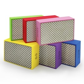 6 Pack Diamond Polishing Pads, Diamond Sanding Blocks for Tile Glass Ceramic Wood Marble Metal, Tile Tools Foam Backing Diamond Sanding Pads Grit 60#,100#,200#,400#,600#,1000#