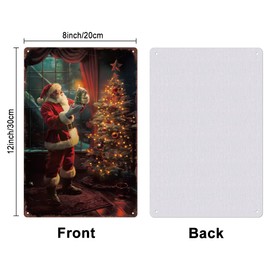 SUPERDANT Santa Claus Metal Tin Signs Christmas Tree Metal Sign Santa Claus in the House Tin Sign Plaque Retro Metal Poster for Christmas Party Home Living Room Bars Cafes Pubs Decorations