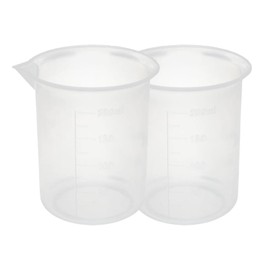 TOP-VIGOR 2Pcs 200ml Plastic Measuring Cups, Transparent Lab Graduated Beakers Liquid Measuring Cups, Heat Resistant Measuring Jugs Mixing Cups for Baking Cooking Lab