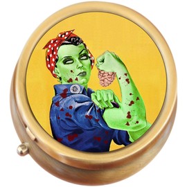Zombie Rosie The Riviter Brass Round Pill Box